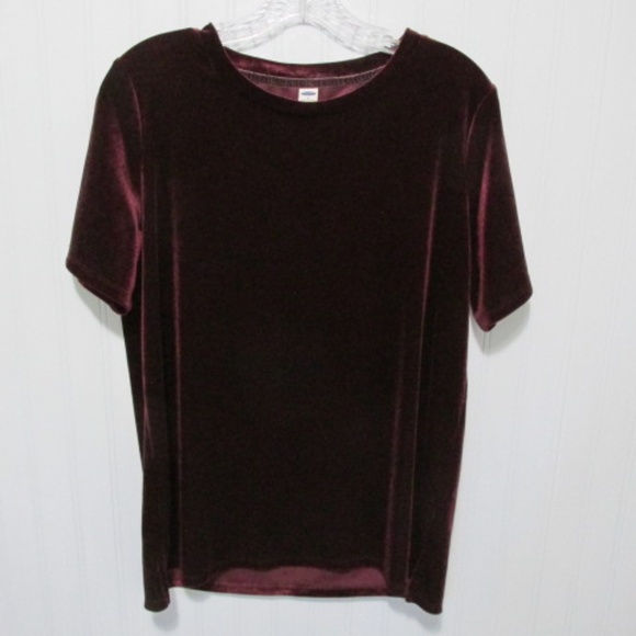 Vintage Old Navy Burgundy Velvet Tee, Size M - Picture 3 of 4